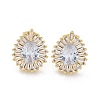 Brass Micro Pave Clear Cubic Zirconia Stud Earrings EJEW-C139-03G-4