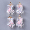 Bear Paw Transparent Glass Pendants GLAA-S181-10B-1