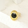 Oval 304 Stainless Steel Enamel Open Cuff Rings for Women LS-RJEW-G338-17G-02-1