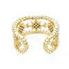 Cubic Zirconia Star Open Cuff Ring RJEW-N037-006A-2