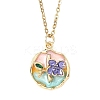 3Pcs 3 Styles Flower Alloy Enamel Pendant 304 Stainless Steel Cable Chain Necklaces for Women NJEW-JN05551-4