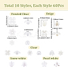 600Pcs 10 Styles ABS Plastic Imitation Pearl & Acrylic Bead Caps OACR-SC0002-34-2