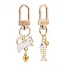 Cat & Fishbone Shape Alloy Enamel Charms Keychain KEYC-JKC00431-01-1