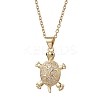 Brass Micro Pave Clear Cubic Zirconia Tortoise Pendant 304 Stainless Steel Cable Chain Necklaces for Women NJEW-JN05903-01-2
