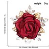 Cloth Rose with Crystal Rhinestone Brooch Pin JEWB-WH0028-12LG-2
