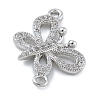 Rack Plating Brass Micro Pave Clear Cubic Zirconia Butterfly Connector Charms KK-A234-077P-2