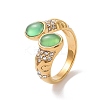 Gemstone Oval Open Cuff Ring with Crystal Rhinestone STAS-E168-10C-G-2