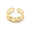 Letter Brass Micro Pave Clear Cubic Zirconia Open Cuff Rings RJEW-G309-30G-2