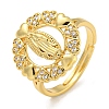 Flat Round with Saint & Heart Rack Plating Brass Micro Pave Cubic Zirconia Adjustable Rings RJEW-I105-04G-10-1
