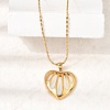 304 Stainless Steel & Natural White Shell Hollow Heart Pendant Necklaces for Women SA-CBAD22F-06G-4