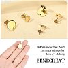 36Pcs 3 Styles Ion Plating(IP) 304 Stainless Steel Stud Earring Findings STAS-BC0002-56-3