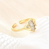 Ocean Theme Brass Micro Pave Cubic Zirconia Cuff Rings for Women RJEW-F184-17D-G-4