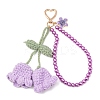 Handmade Cotton Yarn Crochet Lily of the Valley & Glass Pearl Round Bead Pendant Decorations HJEW-JM04389-01-1