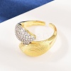 Brass Micro Pave Cubic Zirconia Cuff Rings for Women RJEW-C140-16G-3