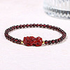Natural Garnet Round Beads Stretch Bracelets WG583E5-01-1