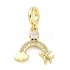 Brass Micro Pave Cubic Zirconia European Dangle Charms KK-D325-09G-1