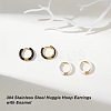 2 Pairs 2 Colors Two Tone 304 Stainless Steel Chunky Huggie Hoop Earrings with Enamel for Women EJEW-DC0001-38A-5