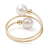 Round Shell Pearl Beaded Cuff Rings for Women RJEW-TA00152-4