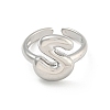 Brass Letter Open Cuff Rings for Women RJEW-G313-01S-P-2