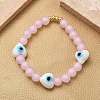 Brass & Plastic & Lampwork Beaded Stretch Bracelets for Women BJEW-F515-03G-01-1