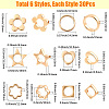 180Pcs 6 Styles 2-Hole CCB Plastic Beads Frame CCB-SP0001-10G-2