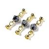 Natural Snowflake Obsidian with Brass Fold Over Clasps G-G141-02G-15-1