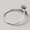 925 Sterling Silver Open Cuff Design Ring Mounts Fittings with Pearl Seat STER-WH0016-09AS-2