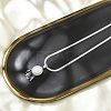 201 Stainless Steel Clear Cubic Zirconia Flat Round Virgin with Feather Pendant Necklaces NJEW-H055-04P-3