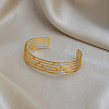 Vintage 304 Stainless Steel Layered Striped Open Cuff Bangles for Women XP3828-3