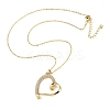 Brass Micro Pave Clear Cubic Zirconia Heart Pendant Necklaces for Women NJEW-R027-01G-02-4