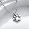 304 Stainless Steel Dog Paw Print Pendant Necklaces for Women NJEW-Z044-13P-1