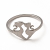 Non-Tarnish 201 Stainless Steel Double Cat Finger Ring for Women RJEW-K239-04P-2