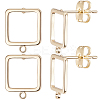 20Pcs Hollow Square Brass Stud Earring Findings KK-BBC0012-85-1
