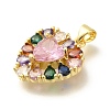 Rack Plating Brass with Cubic Zirconia Pendants KK-Z086-15G-03-2