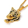 Leopard Alloy Crystal Rhinestone Black Enamel Pendant Necklaces for Men FS-WG82C69-01-2