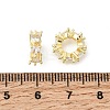 Heart Brass Micro Pave Clear Cubic Zirconia European Beads KK-Z156-10G-2