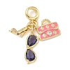 Brass Micro Pave Clear Cubic Zirconia European Dangle Charms KK-K368-29G-1