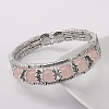 Tibetan Style Antique Silver Alloy Natural Rose Quartz Gemstone Bracelets X-BJEW-JB01649-03-1