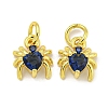Rack Plating Brass Micro Pave Cubic Zirconia Spider Charms ZIRC-I065-02D-1