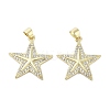 Rack Plating Star Brass Micro Pave Cubic Zirconia Pendants KK-E102-11G-1