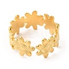 Ion Plating(IP) 304 Stainless Steel Sunflower Open Cuff Ring for Women RJEW-E063-08G-3