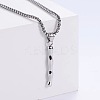 3Pcs 304 Stainless Steel Textured Letter Pendant Box Chain Necklaces LW4134-35-1