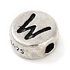 925 Sterling Silver Flat Round with Letter Beads STER-G044-01AS-W-2
