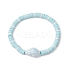 Flat Round Handmade Polymer Clay Heishi Beaded Stretch Bracelets BJEW-JB11711-01-2