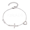 Cross & Heart & Infinity 304 Stainless Steel Link Chain Bracelets with Cable Chains BJEW-JB09513-1