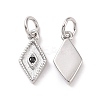 Rack Plating Brass Micro Pave Black Cubic Zirconia Charms ZIRC-C042-13P-1