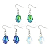 Hamsa Hand Glass Dangle Earrings EJEW-JE05326-1