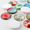 Flower Printed Glass Cabochons GGLA-A002-10mm-BB-3