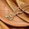 201 Stainless Steel Hollow Guitar Pendant Box Chain Necklaces NJEW-M086-03G-1