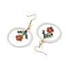 Flower Glass Seed Beads Dangle Earrings EJEW-MZ00148-02-4